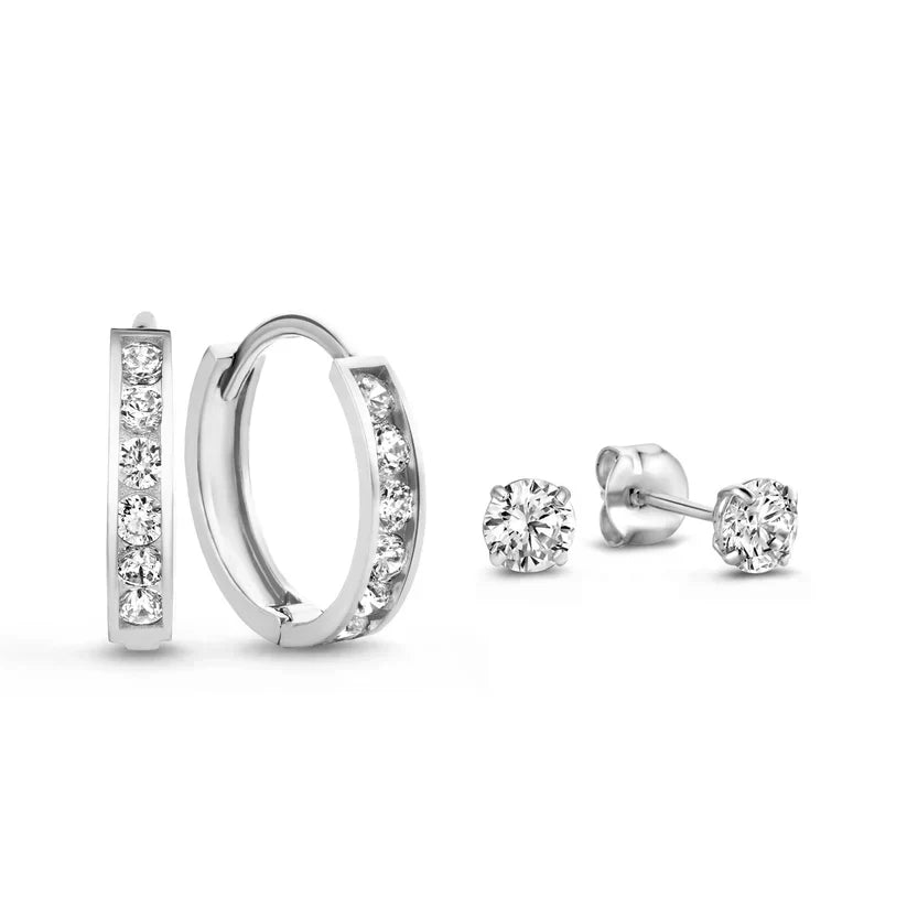 Dara Brillane Stone Earrings Set - Gold