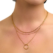 Open Circle Three Row Necklace - Gold
