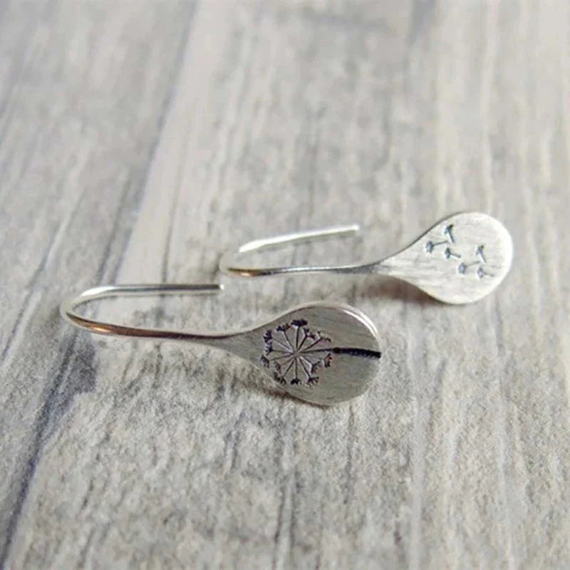 Exclusive Silver Dandelion Leaf Earrings