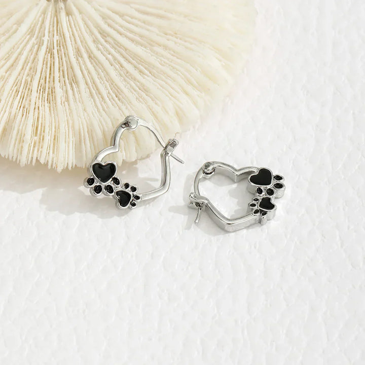 Black Heart Huggie Earrings