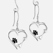 Sweet Paw Heart Drop Earrings