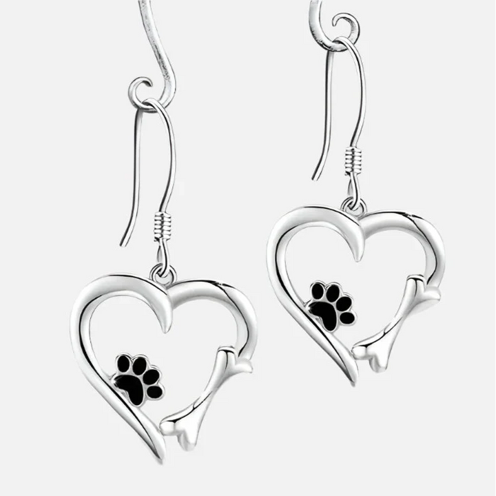 Sweet Paw Heart Drop Earrings