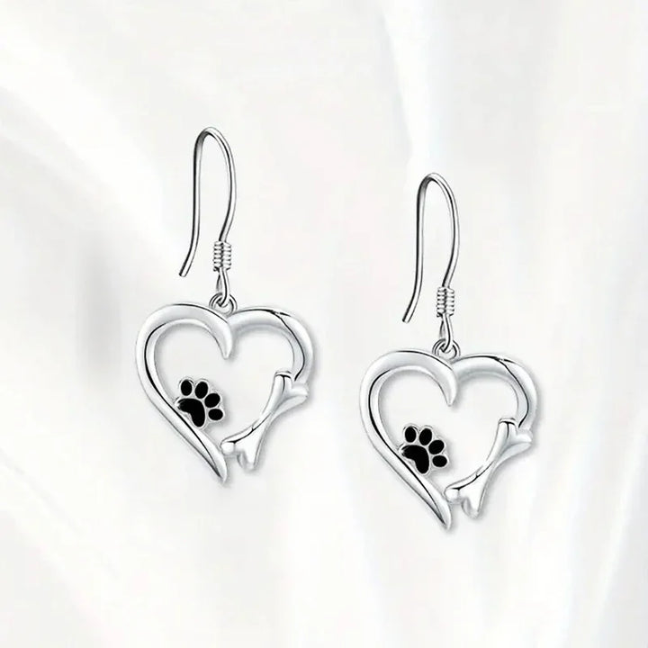 Sweet Paw Heart Drop Earrings