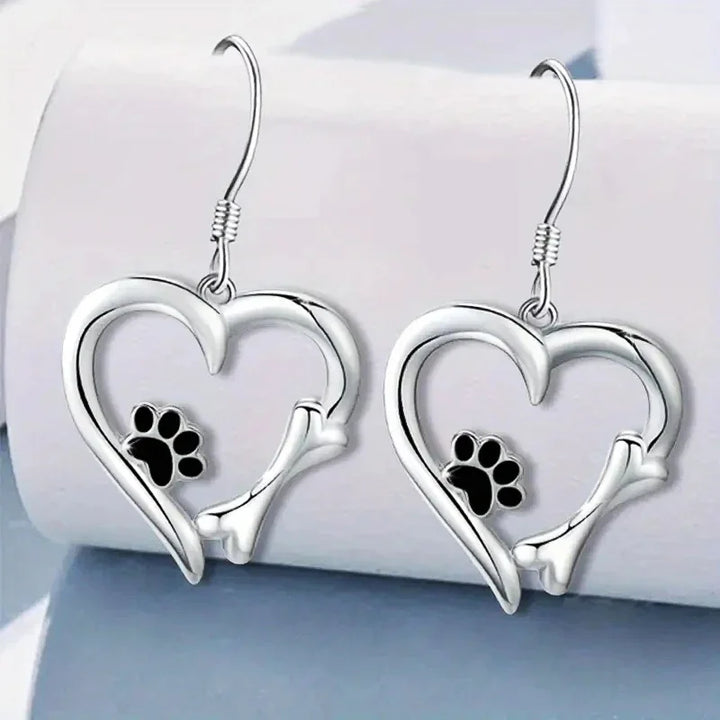 Sweet Paw Heart Drop Earrings