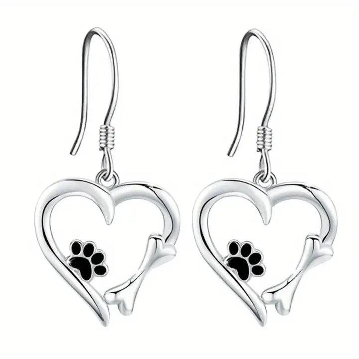 Sweet Paw Heart Drop Earrings