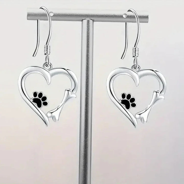 Sweet Paw Heart Drop Earrings