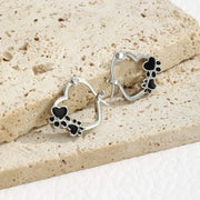 Black Heart Huggie Earrings