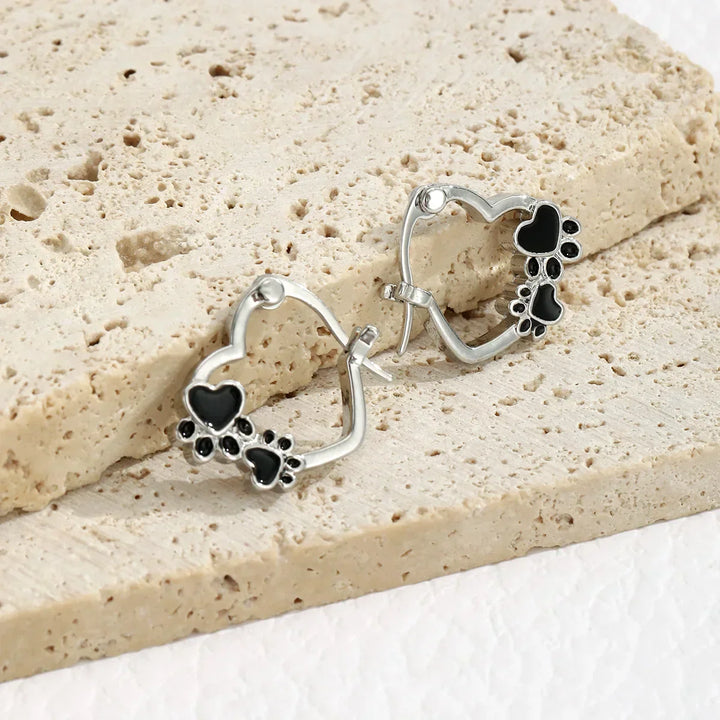 Black Heart Huggie Earrings
