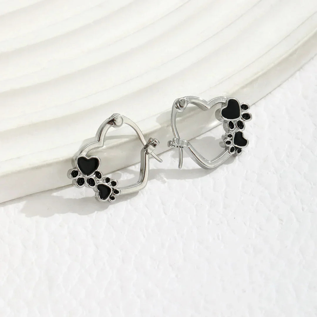 Black Heart Huggie Earrings