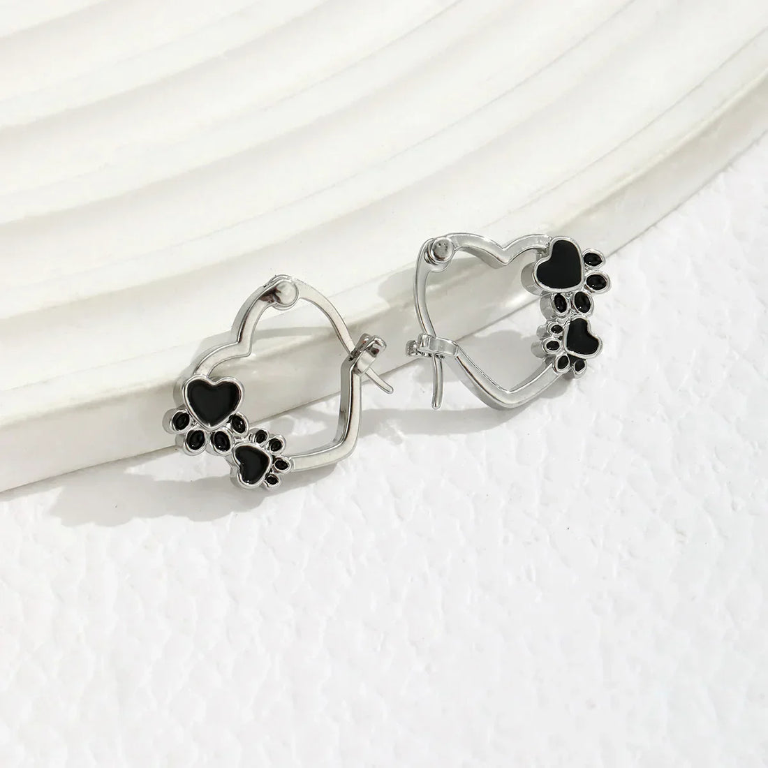 Black Heart Huggie Earrings