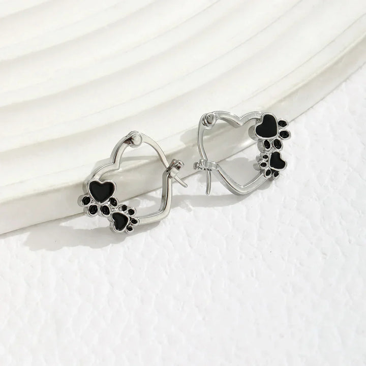 Black Heart Huggie Earrings