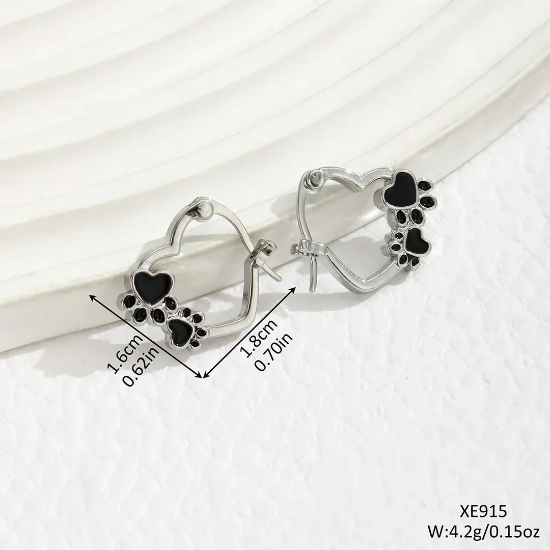 Black Heart Huggie Earrings