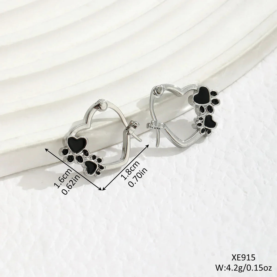 Black Heart Huggie Earrings