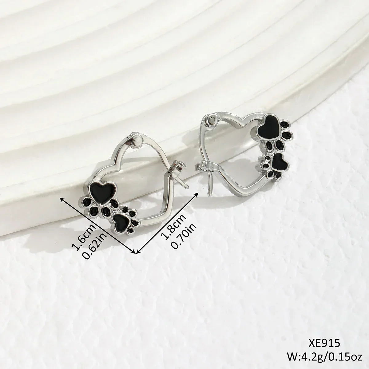 Black Heart Huggie Earrings