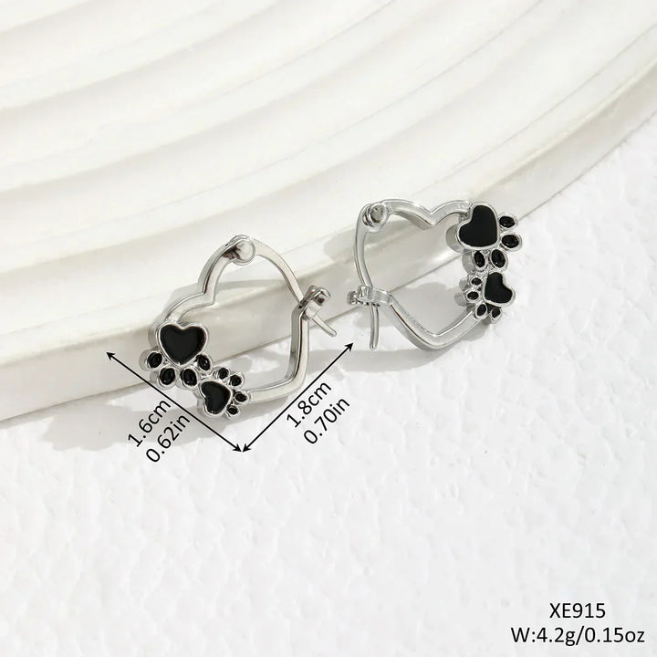 Black Heart Huggie Earrings