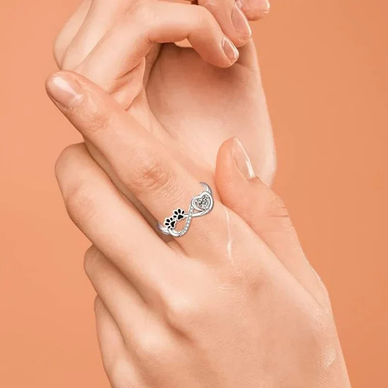 Infinity Love Paw Zircon Ring