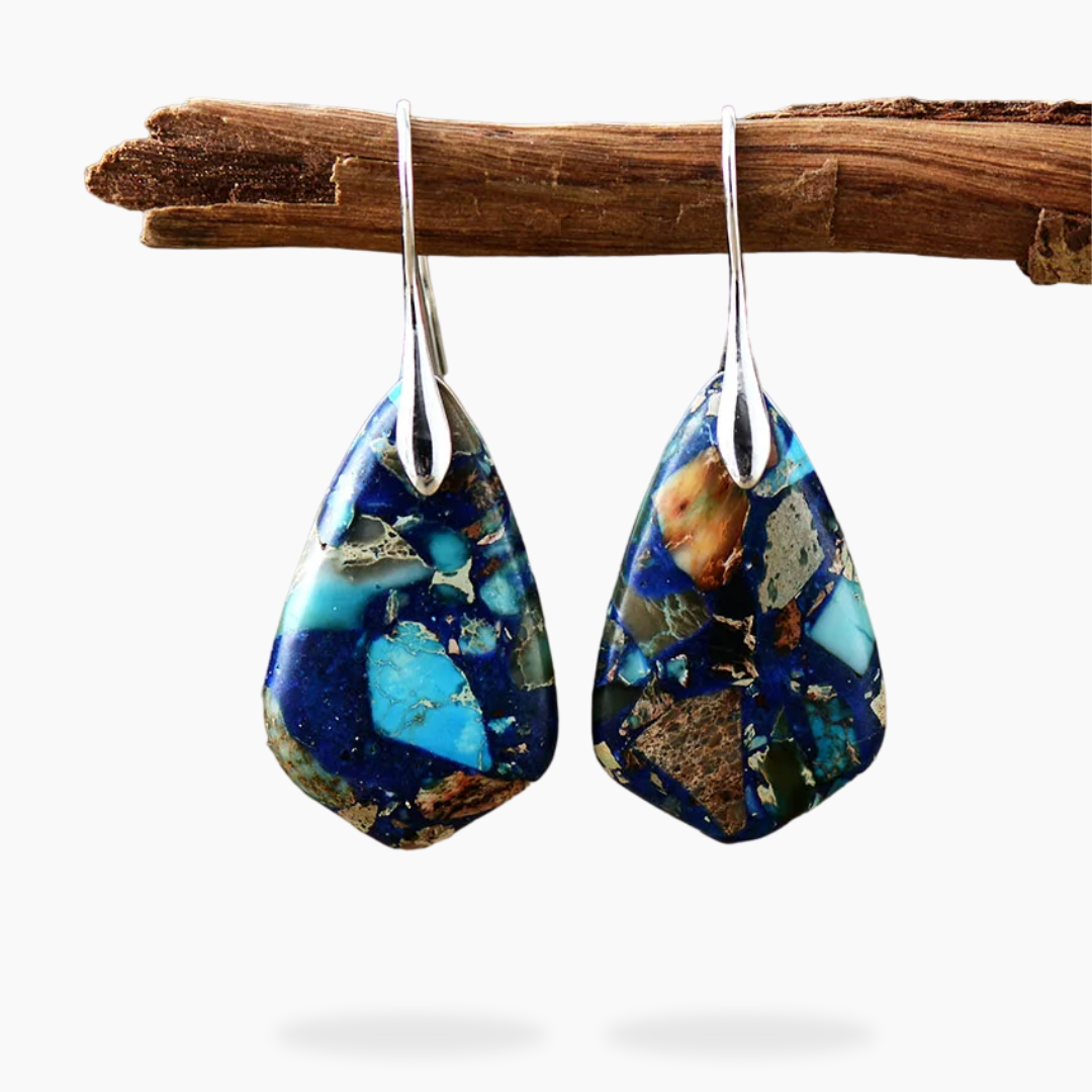 Abstract Stone Jasper Dangle Earrings