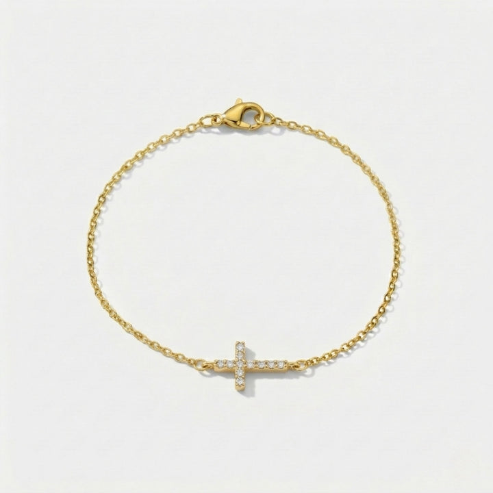 Small Cross Zion Bracelet | Gold