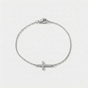 Small Cross Zion Bracelet | White Gold