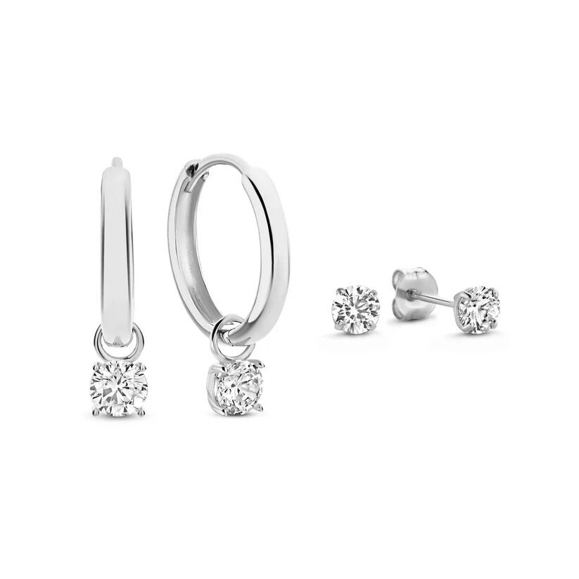 Larmes de Lune Stone Earrings Set - White Gold