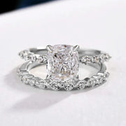 Bridal Cushion 2PC Ring Set - White Gold