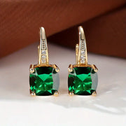 Mystic Sapphire Stone Hoop Earrings - Gold