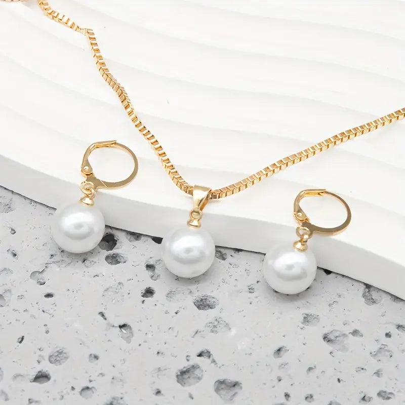 Golden Grace Pearl Jewellery Set | Gold