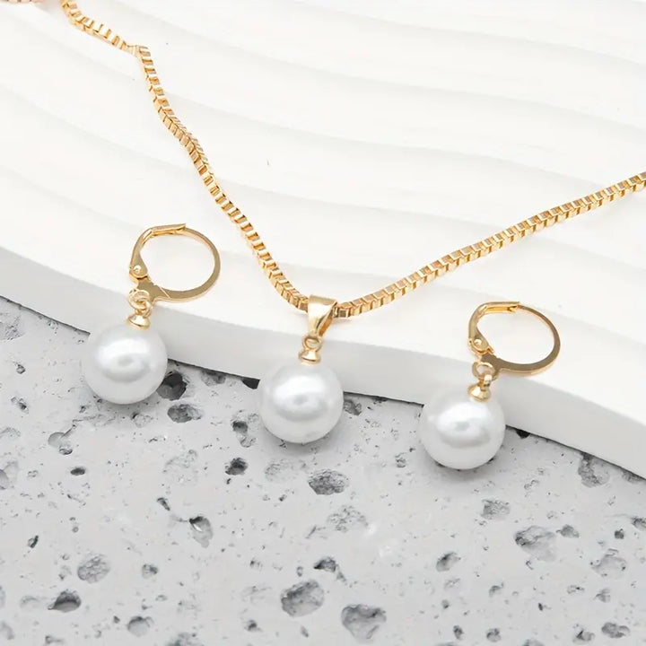 Golden Grace Pearl Jewellery Set | Gold