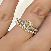 Bridal Cushion 2PC Ring Set - White Gold