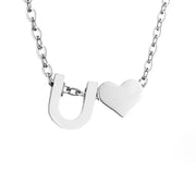 Forever Love & Letter Necklace - Silver