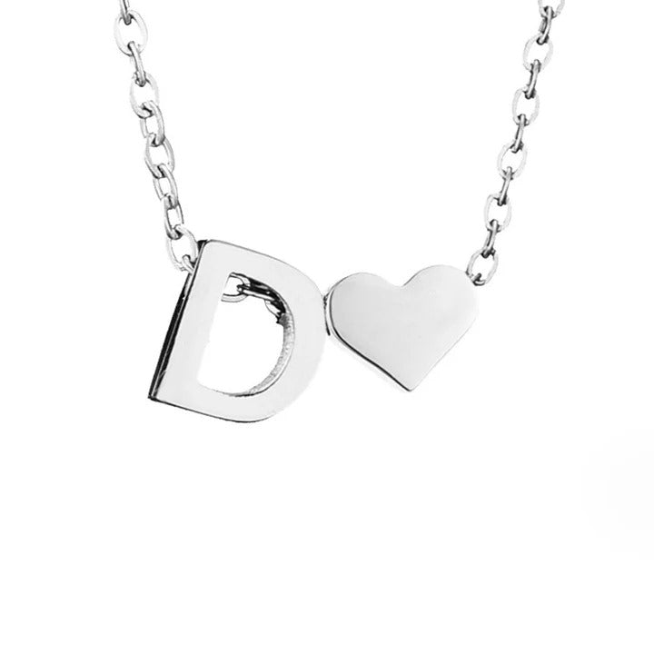 Forever Love & Letter Necklace - Silver