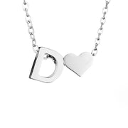Forever Love & Letter Necklace - Silver