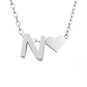 Forever Love & Letter Necklace - Silver