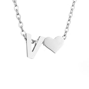 Forever Love & Letter Necklace - Silver