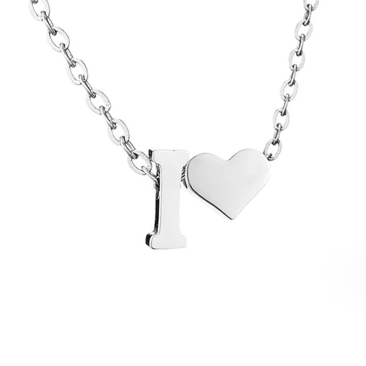 Forever Love & Letter Necklace - Silver