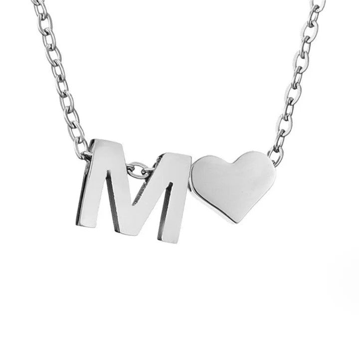 Forever Love & Letter Necklace - Silver