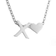 Forever Love & Letter Necklace - Silver