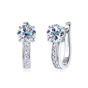 Channel Moissanite Huggie Earrings - White gold