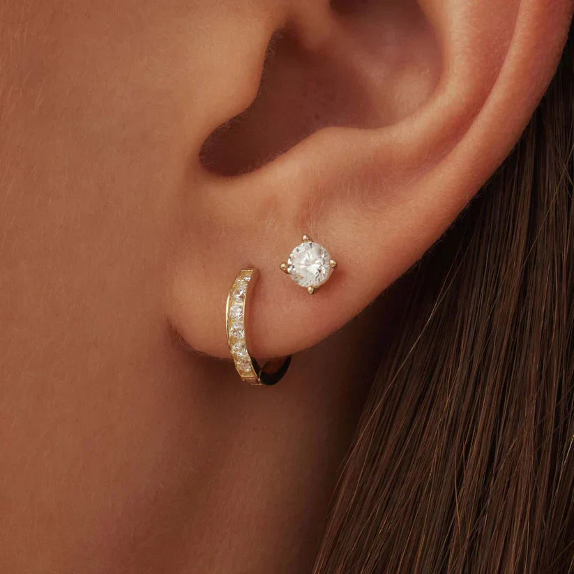 Dara Brillane Stone Earrings Set - Gold
