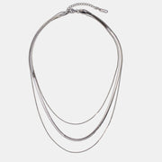 Silver Multi-Layered Chain  Necklace