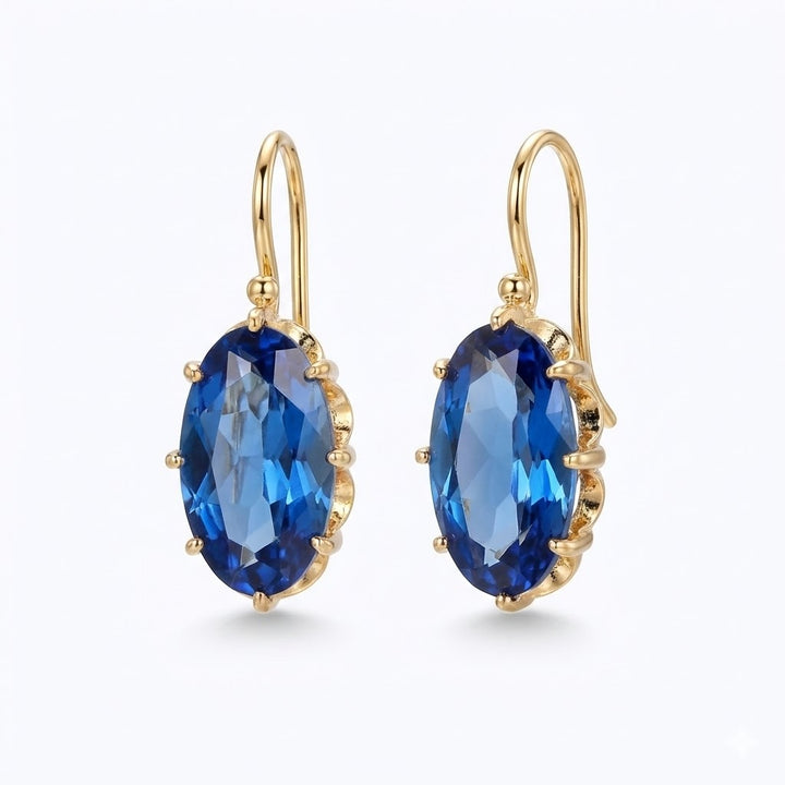 Golden Blue Bloom Gold Earrings